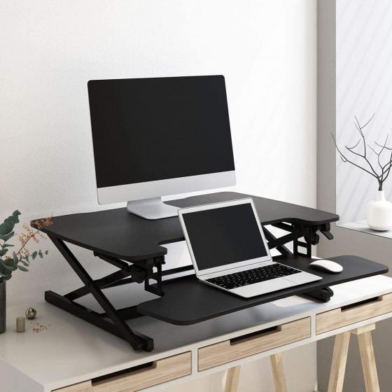 FlexiSpot Höhenverstellbarer Schreibtischaufsatz M8 in Schwarz, Größe 68*59cm
