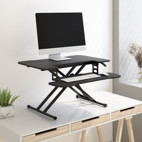 FlexiSpot Höhenverstellbarer Schreibtisch-Aufsatz M18M in Schwarz, Größe 78*67cm