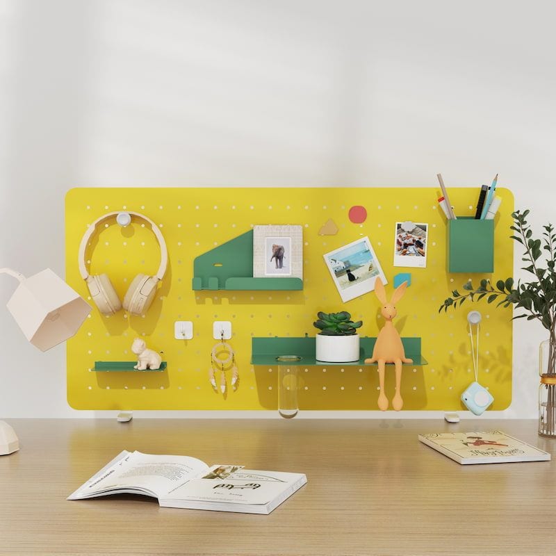 FlexiSpot DDB Lochplatte, Schreibtisch Organizer, DIY-Platte,mittelgroß,740×370mm, Gelb