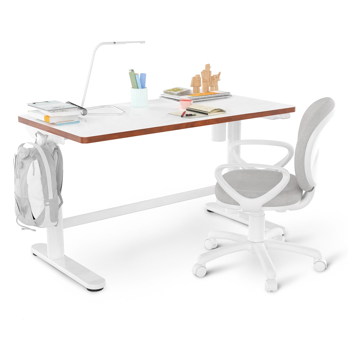 FLEXISPOT Höhenverstellbarer Kinderschreibtisch SD1, Elektrischer Höhenverstellbarer Schreibtisch, Stehpult mit Tischplatte 100×60 cm, Weiß